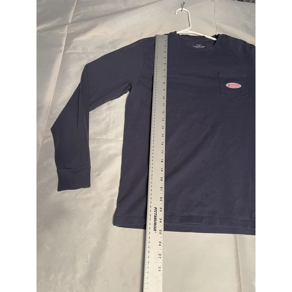 Vineyard Vines Boys T-Shirt Medium 18 Navy Logo Graphic Lacross Since 1998 *READ